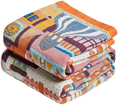 MSGKV Roman Castle Cotton Throw Blanket 60"x80" Art Woven Twin Blanket by MSGKVHomeTextiles