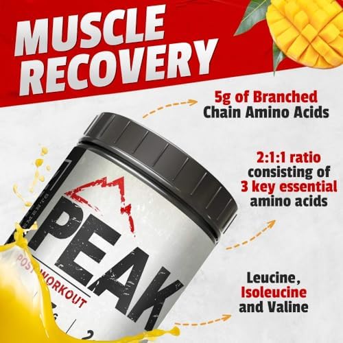 Peak Post Workout - BCAA 2:1:1 Creatine - Glutamine - Muscle Recovery and Strength Building Supplement - 30 Servings - Tropical Mango - Image 3