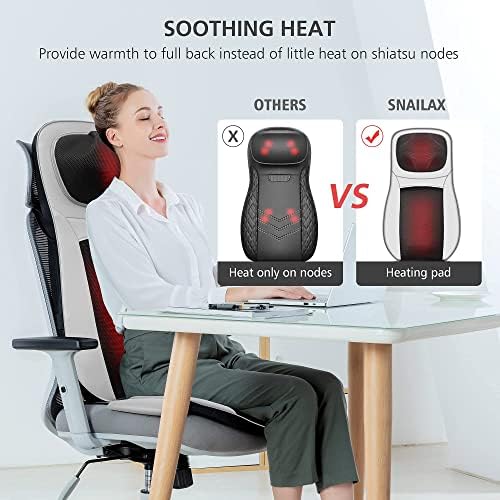 Snailax Back Massager with Heat, Adjustable Shiatsu Neck Massage Chair Pad - Image 4