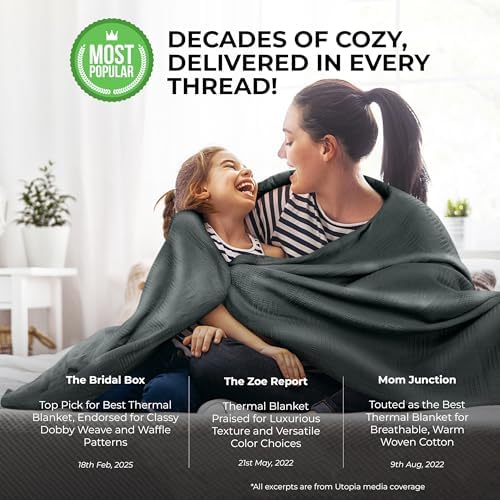 Utopia Bedding Smoke Gray 100% Cotton Blanket [Twin Size - 90x72 Inch] Lightweight, Soft and Breathable Thermal Blanket for All Seasons (Pack of 10) - Image 4