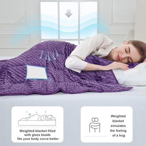 Alomidds Weighted Blanket, Luxury Velvet Weighted Blankets for Adults,Warm Soft and Comfort Minky, Heavy Blanket with Glass Beads (48"x72",12lbs Twin Size - Purple) - Image 4