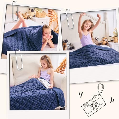 yescool Weighted Blanket 5 Pounds, 40 * 60in Blue Twin Size Cooling Weighted Throw Blanket, Minky Heavy Blankets Warm Weighted Comforter, Big Washable Thick Blankets Gifts - Image 4
