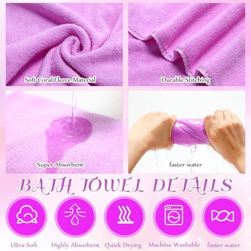 FillTouch 12 Pcs Foot Spa Kit for Girls Kids 12.5''x12.5''x8.3'' Foot Care Bath and 12''x28'' Hand Towels Washbasin Salon Towels Portable for Sleepover Spa Swim Birthday Party Supplies(Light Purple) - Image 3