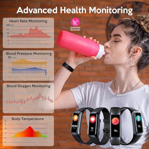 Fitness Tracker, 2026 Smart Band with Heart Rate & Blood Pressure Monitor, IP67 Waterproof Activity Tracker with Sleep Tracking & Step Counter for Men Women, Black - Image 3