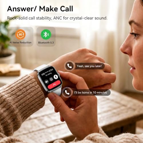 Smart Watch for Women Men, 1.85" HD AMOLED Fitness Tracker (Answer/Call) with 24/7 Heart Rate/Sleep/SpO2 Monitor for iPhone & Android, 120+ Sports Modes Smartwatch with IP68 Waterproof, 2 Bands - Image 3
