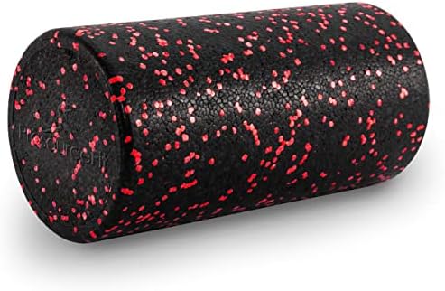 ProsourceFit High Density Foam Rollers 12 - inches long, Firm Full Body Athletic Massage Tool for Back Stretching, Yoga, Pilates, Post Workout Muscle Recuperation, Black/Red by PROSOURCE