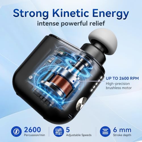 OKACHI GLIYA Mini Portable Massage Gun with 3 Heads All-in-One Storage Case - Image 5