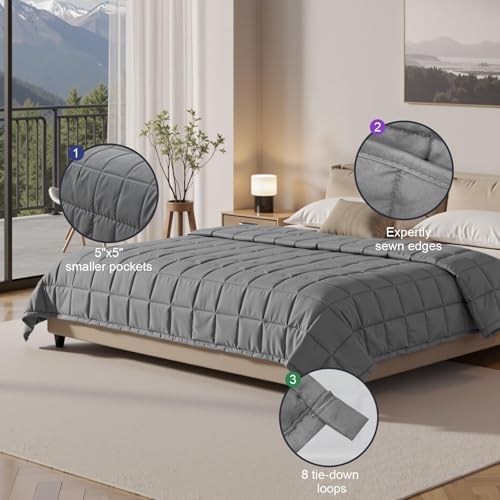 Weighted Blanket for Adults - 5lbs 41"x60" Cooling Heavy Throw for 60-80lbs with Premium Glass Beads - Soft Thick Big Blankets for All-Season Sleeping Comfort Breathable（Grey） - Image 2