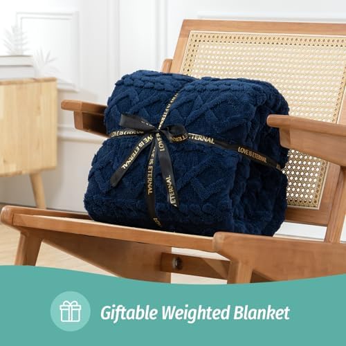 Wemore Soft Weighted Blankets for Adults Queen 60" x 80" 20 lbs Navy Blue - Image 5