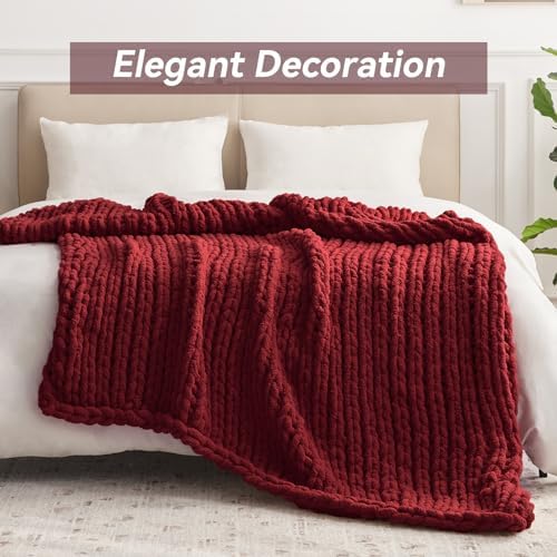 Negwoo Chunky Knit Throw Blanket, Knitted Throw Chenille Yarn, 50"*60" - Image 3
