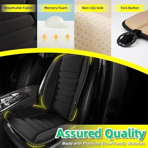 kingphenix Car Seat Cushion with Back Support Pillow, Memory Foam, Black - Image 3