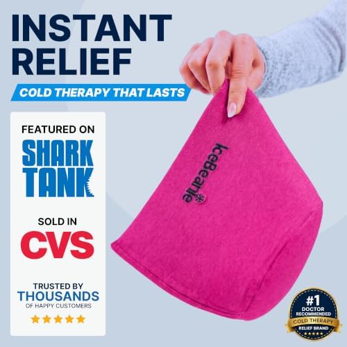IceBeanie Migraine Relief Cap, Soft & Stretchy Gel Ice Hat, Reusable, Pink - Image 2