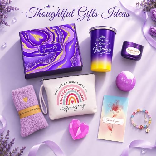 Christmas Birthday Gifts Set for Women Purple Self Care Spa Basket 7pcs - Image 2