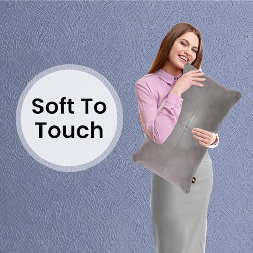 LL LEATHER LOVERS 100% Lambskin Leather Pillow Cover - Sofa Cushion Case, Decorative Throw Covers for Living Room & Bedroom, 12X20 Inch - Grey Antique Plane Pack of 2 - Image 4