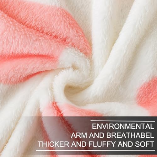 Richave Fleece Cow Print Blanket for All Season - Premium Lightweight Anti-Static Pink and Ivory Queen/Full Size Blankets, Bedroom Decor 90" x 90"(Pink Cow) - Image 4