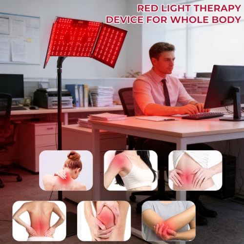 Foldable Red Light Lamp with Protective Glasses,Dual Chip 400 LEDs 660nm Red & 850nm Near Infrared Lamp Device for Face and Body,10 Brightness,9 Time Settings,3 Light Modes - Image 3