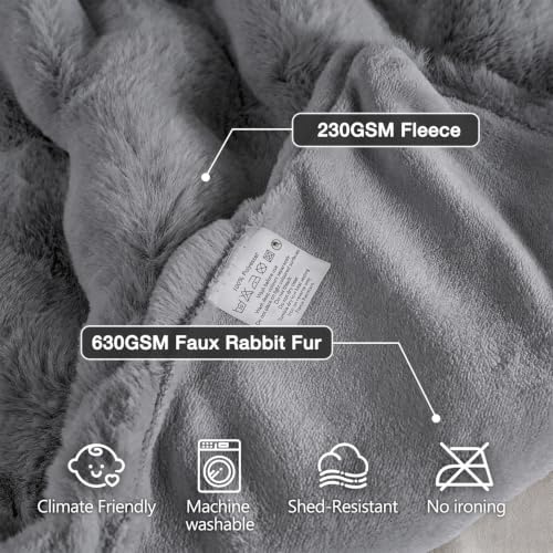 ORINOVA Gray Blanket Twin Size 60x80 Soft Fluffy Faux Fur Bed Cover Fuzzy Plush Bubble Throw for Couch Warm Cozy Bedding for Bedroom, Dorm and Guest Room Decor - Image 5