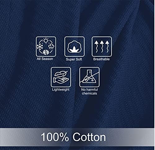 COTTON CRAFT Soft Thermal Blanket - All Season Blanket - Full Queen - Navy - Image 5