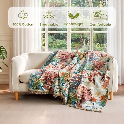 MSGKV Boho Throw Blanket 60"x80" 100% Cotton Blanket for Couch Bed Decor - Image 2
