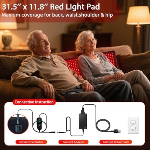 bonodave Red Infrared Light Therapy Mat for Body, 31.75" x 11.5" Red Light Pad Upgraded 3 Chips in 1 Beads 360pcs LEDs 660nm 850nm RLT Device for Body Back Shoulder Knee Joint Pain Relief, Ideal Gift - Image 3