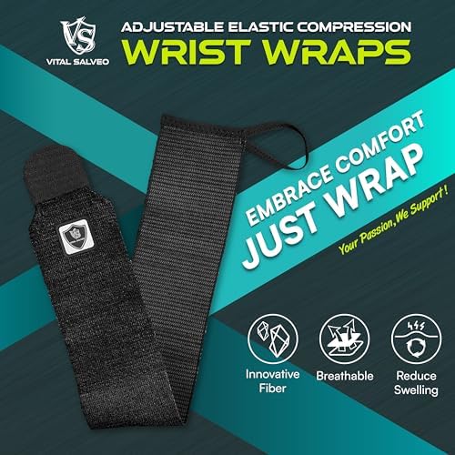 Vital Salveo- Adjustable both hands design Wrist Straps, Wrist Brace Support, Elastic Breathable for Wrist Sprain, Tendonitis, Tennis, Sports Men, Women (Pair) /3"* 18" - Image 2