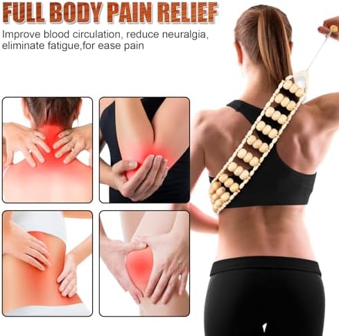 KintKita Wood Therapy Massage Tools,Back Wooden Massage Roller Rope Tool Maderoterapia Kit Professional Cellulite Massager for Body Shaping, Contouring,Back Neck Leg Muscle Relief - Image 2