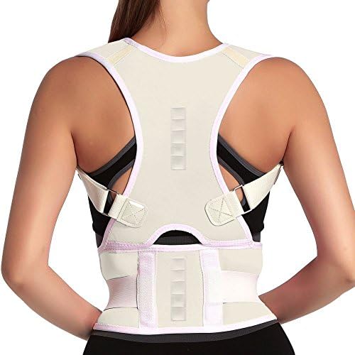 MOHUACHI Thoracic Back Brace Posture Corrector- Magnetic Lumbar Back Support Belt-Back Pain Relief, Improve Thoracic Kyphosis, for Lower and Upper Back Pain Men & Women (white, Small) by MOHUACHI