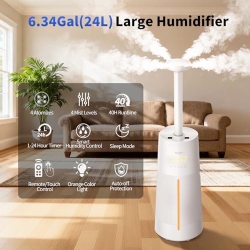 Humidifier for Large Room-6.3Gal Cool Mist, Top Fill,3000ft²,Beige - Image 3