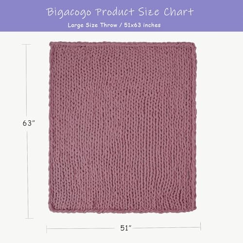 Bigacogo Chunky Knit Throw Blanket for Couch, 51x63 inches, Burnt Rose - Image 2
