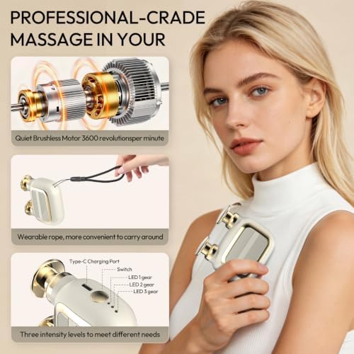 Portable Mini Massage Gun with 3 Speed Vibration Modes and 3 Heads, Heavy-Duty Motor Resists Shutdown Under High Pressure for Leg, Hand, Back Deep Issues - Image 2