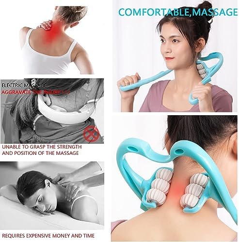 HaSeftni Trigger Point Roller Massager Tool with 6 Balls for Pain Relief deep Tissue Handheld Suitable for Legs Waist Neck and Shoulder Massage Relaxer (Blue) - Image 2
