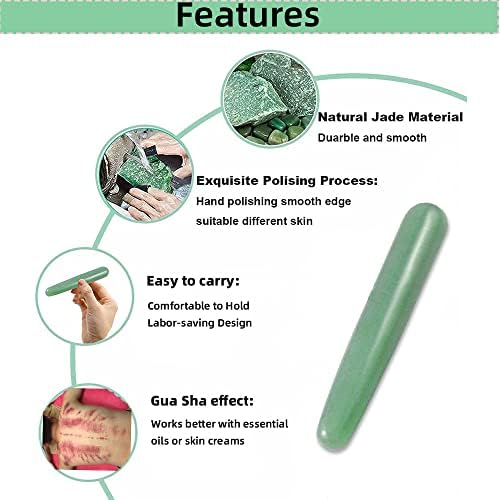Gua Sha Massage Tools Jade Manual Stick Deep Tissue Natural Facial Tool for Full Body Meridian Pain Relief - Image 3