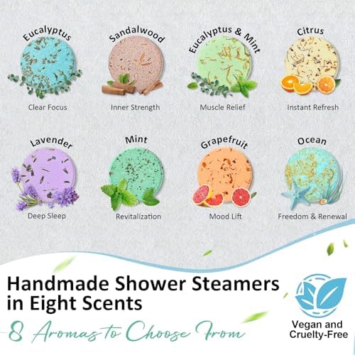 Shower Steamers Aromatherapy Birthday Gifts for Women - 8 Pcs Mothers Day Gifts for Mom Wife Daughter Grandma, Self Care with Natural Essential Oils Relaxation Home Spa Gift Set (Blue) - Image 6