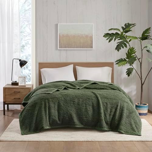 Woolrich Burlington Berber Blanket Super Soft, Cozy Lightweight Cover with Luxurious Velvet Binding, Modern Trendy All Season Bedspread Bedding-Set, Full/Queen 90" W x 90" L Green - Image 2