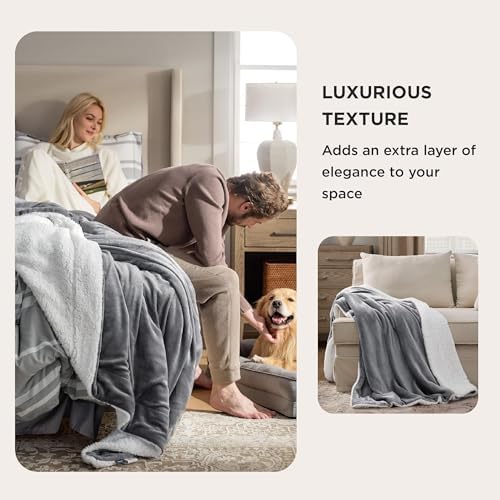 Bedsure GentleSoft Sherpa Fleece Throw Blanket for Couch, Non-Heated, Thick & Warm Cozy Comfort Blanket for Winter Fall, Soft Fuzzy Plush Throw Gifts for Women and Men, Grey, 50x60 Inches - Image 5