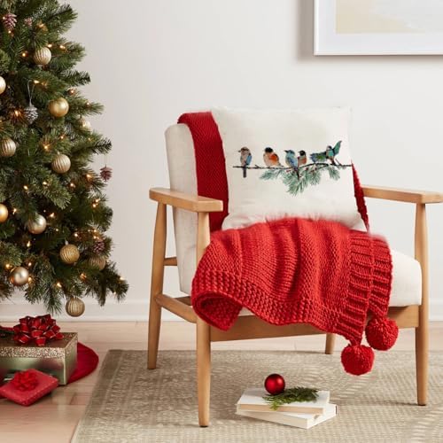 RABUSOFA Christmas Pillow Covers 18x18 Inch Birds Christmas Decorations Christmas Winter Throw Pillow Cases Xmas Outdoor Birds Decor Decorative Pillows for Couch Holiday Teal - Image 3