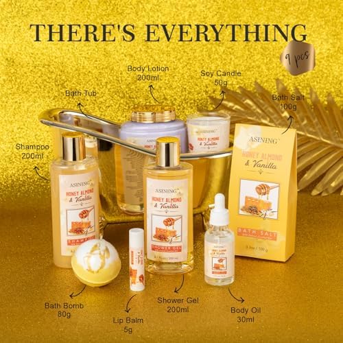 Spa Gift Baskets For Women and Men, Home Luxury Scents Honey Almond Bath Sets for Women Gift, Spa Set Spa Basket with Body Lotion, Lip Balm & More Bath Gift Set Best Gift for Her, Bath Kits Gifts - Image 3