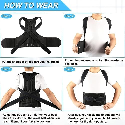 Posture Corrector for Women and Men, Adjustable Back Straightener Posture Corrector,Upper Lower Back Brace Support Belt for Men Women Body Neck Shoulder Trainer (XXXL, Grey) - Image 6