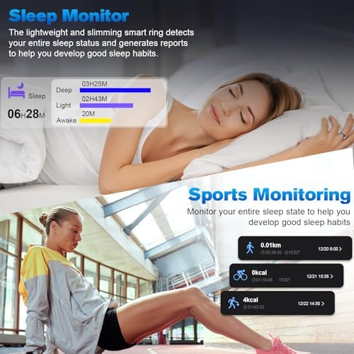 Smart Ring Health Tracker for Men/Women,Fitness Ring Sleep Tracker,Fast Charging for Long-Lasting Use,for Pedometer Exercise,Monitor Sleep, Heart Rate, Stress,Waterproof(Silver2,11) - Image 5