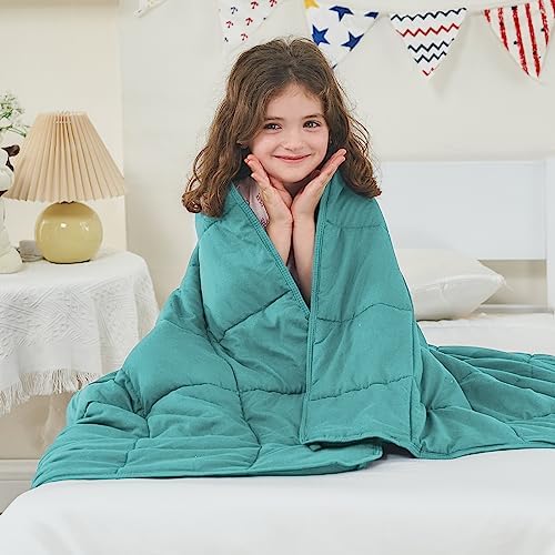 yescool Weighted Throw Blanket 7lbs, 41" x 60", Teal - Image 6