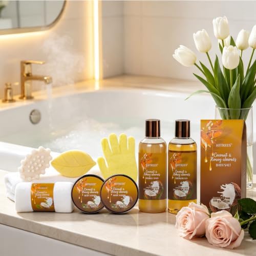 Bath and Body Gift Set, 24Pcs Coconut & Honey Almond Spa Gift Basket - Image 4