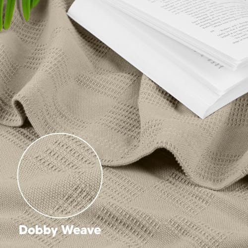 Utopia Bedding 100% Cotton Thermal Blanket Khaki Queen, 90x90 Inches - Image 4