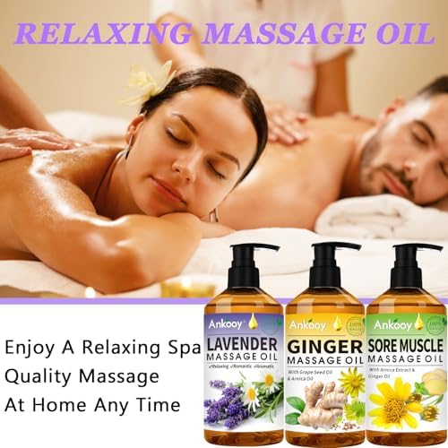 3 Pack Massage Oil for Massage Therapy,Sore Muscle Arnica Oil & Relaxing Lavender Oil & Ginger Oil Lymphatic Drainage & Massage Ball,Massage Kit Gifts for Women Men,Spa Gifts Birthday Gifts for Women - Image 7