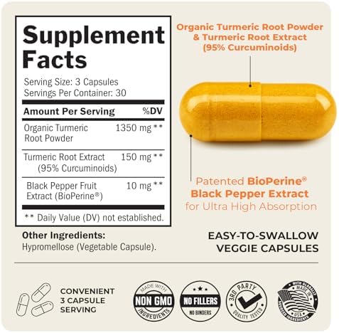 Turmeric Curcumin with Black Pepper Extract 1500mg - Turmeric Supplement - Image 3