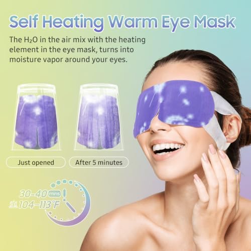 BeHoomi 20 Packs Steam Eye Mask, Heated Eye Mask Warm Compress for Eyes, Disposable Self Heating Steam Mask for Home, Sleep, Spa, Travel Essentials & Relaxation Gifts for Women (Variety) - Image 4