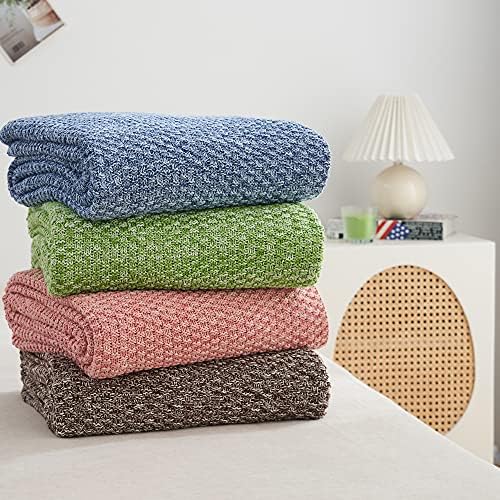 Longhui bedding 100% Cotton Knitted Throw Blanket – Green, Soft & Cozy, Machine Washable, 60"x80" – Perfect for Living Room, Couch, Sofa, Bed or Travel - Image 4
