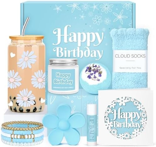 Birthday Gifts for Teen Girls, Women, Teenage Girl Birthday Gift Sets for Teen Girls Tween Gifts for Teenage Girl Cute Daisy Aesthetic Glass Cup Gift Basket for Teens, Her, Women, Sister, Friend by CHESACE