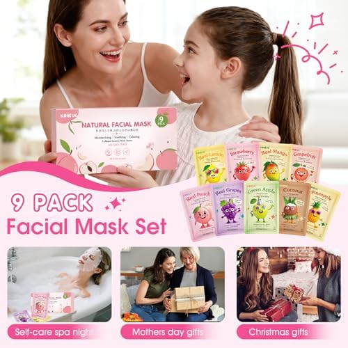 KONEUK 9 Pack Fruit Face Masks Skincare for Kids, Skin Care for Teens Women - Image 6