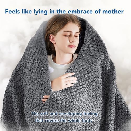 Topcee Knitted Weighted Blanket - 48"x72" 12lbs Cooling Chunky Knit Heavy Blanket for Adults Cable Yarn Knit Decorative No Beads Soft, Cozy and Cooling Weighted Throw Blankets Machine Washable - Image 4