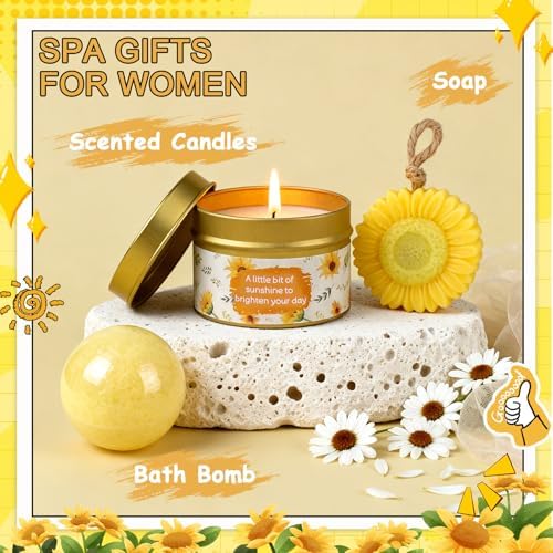 Yellow Gift Basket, Sunshine Box, Sunflowers Thank You Gifts for Teen Girls - Image 4